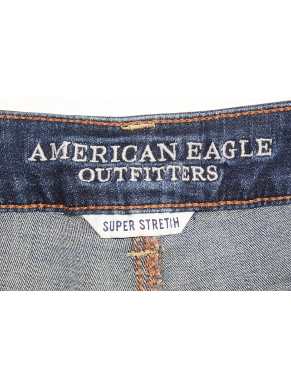 American Eagle Super Stretch Denim Shorts Blue USA Flag Cuffed Size 8